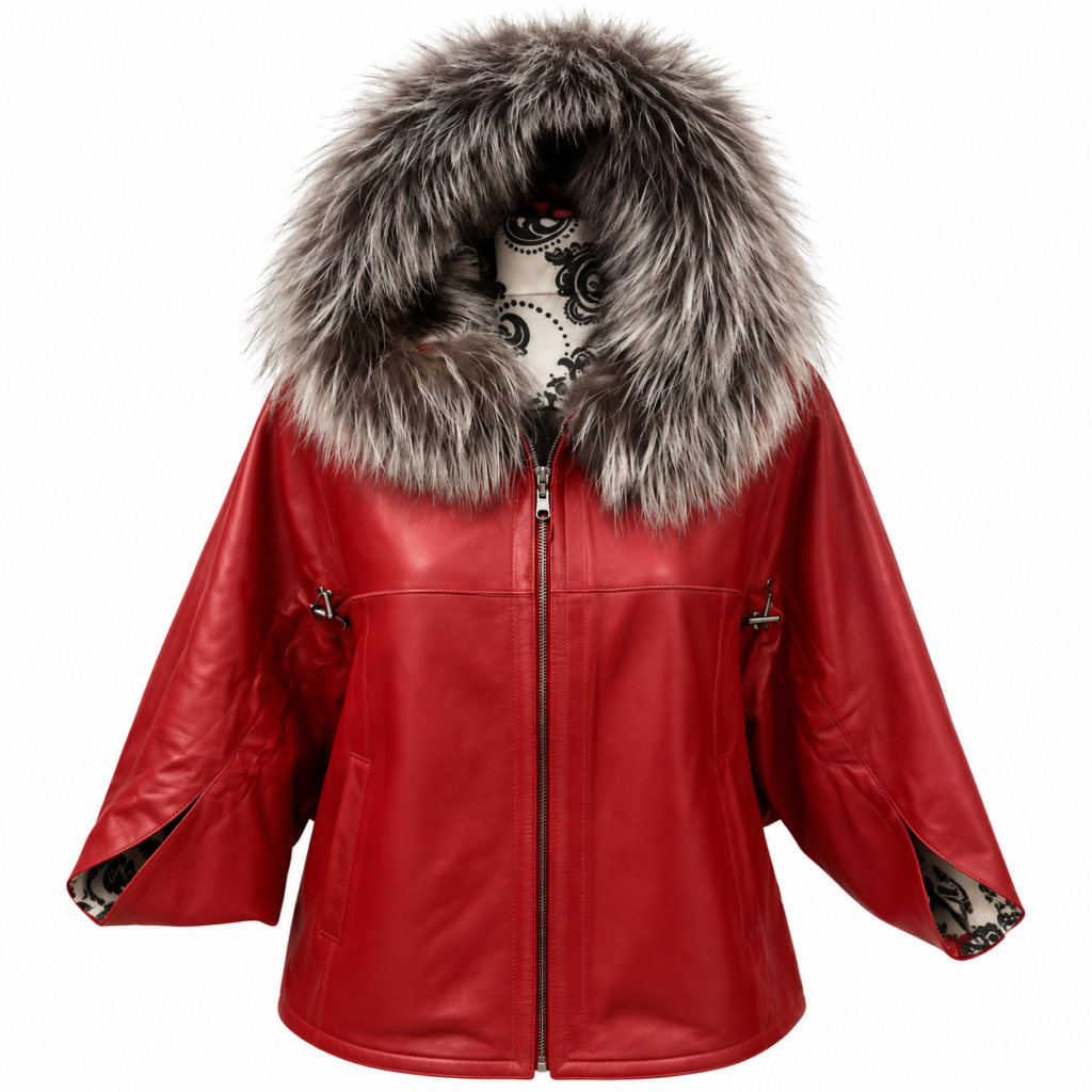Red and Light Leather Jacket
